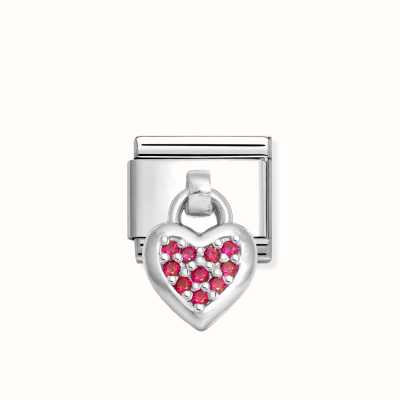 Nomination Composable Classic Stainless Steel Sterling Silver Red Crystal Heart 331800/26