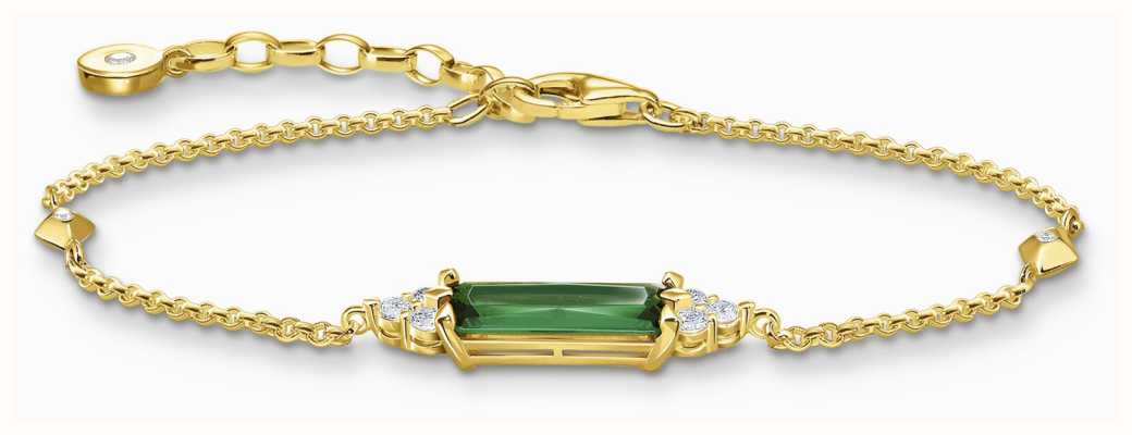 Thomas Sabo Green and White Stones Gold Plated Sterling Silver Bracelet A2018-971-6