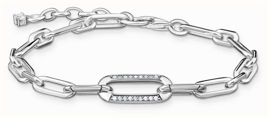 Thomas Sabo Anchor Style Chain Sterling Silver White Zirconia Bracelet A2032-643-14