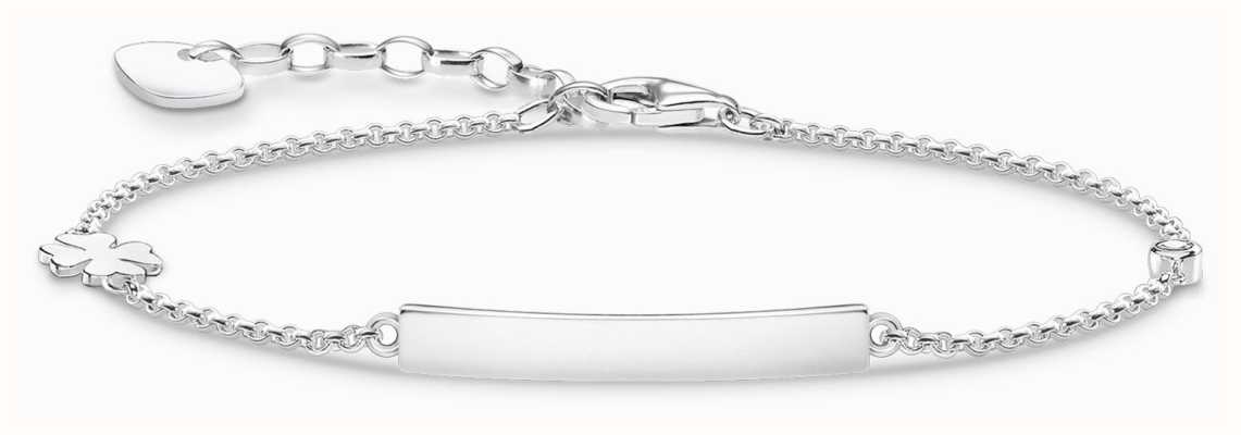 Thomas Sabo Women's Sterling Silver Bar Bracelet Clover and Crystal Chain A1977-051-21