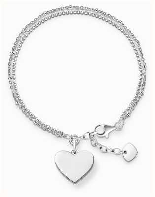 Thomas Sabo Heart Charm Bracelet Sterling Silver 19.5cm LBA0102-001-12 L19,5V
