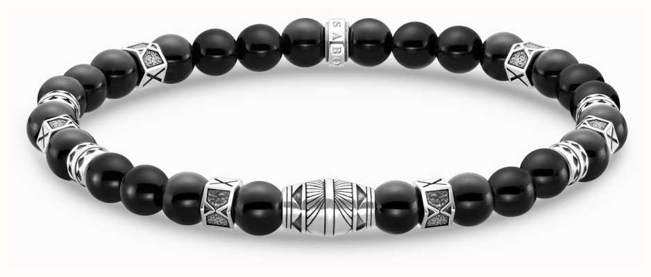 Thomas Sabo Men's Black Onyx Sterling Silver Beaded Bracelet A2087-507-11 L15,5