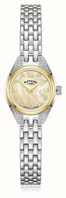Rotary Traditional Diamond Quartz (20mm) Champagne Mother of Pearl Dial / Stainless Steel Bracelet LB05141/94/D