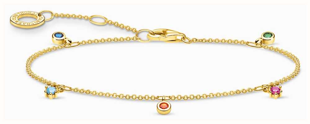 Thomas Sabo Women's Gold-Plated Sterling Silver Coloured Crystal Bracelet A1998-488-7