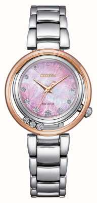 Citizen Women's L Arcly Eco-Drive (30mm) Pink Mother-of-Pearl Dial / Stainless Steel Bracelet EM1114-80Y