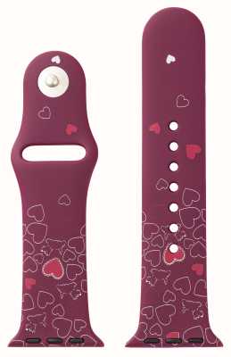 Radley Apple Watch Strap (38/40/41mm) Dark Pink Silicone Heart Print Strap RYS-A13P