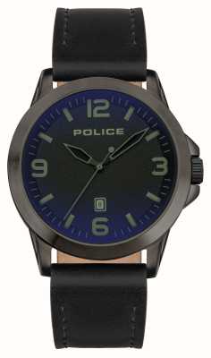 Police CLIFF Quartz Date (47mm) Black Sandblasted Dial / Black Leather Strap PEWJB2194502