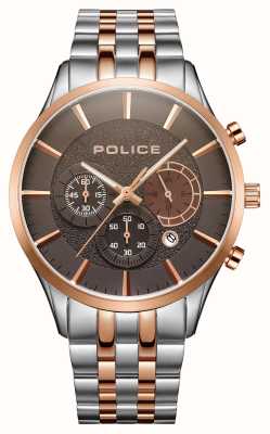 Police Men's CAGE (44mm) Brown Chronograph Dial / Two-Tone Stainless Steel Bracelet PEWJI2194340