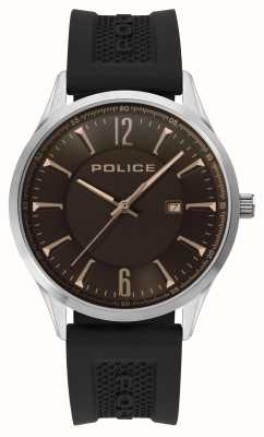 Police LASER Quartz Date (44mm) Brown Dial / Black Silicone Strap PEWJN2194401
