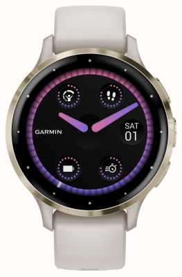 Garmin Venu 3S Soft Gold Stainless Steel Bezel With Ivory Case And Silicone Band 010-02785-04