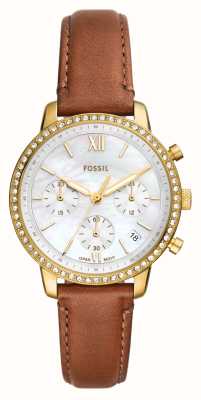 Fossil Women's Neutra (36mm) Mother-of-Pearl Dial / Brown Leather Strap ES5278