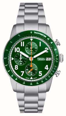 Fossil Men's Sport Tourer (42mm) Green Chronograph Dial / Stainless Steel Bracelet FS6048