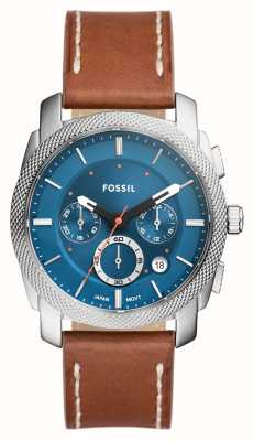 Fossil Men's Machine (42mm) Blue Chronograph Dial / Brown Leather Strap FS6059