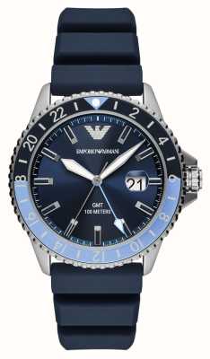 Emporio Armani Men's GMT (42mm) Blue Dial / Blue Silicone Strap AR11592