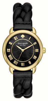 Kate Spade Women's Lily Avenue (34mm) Black Mother-of-Pearl Dial / Black Braided Leather Strap KSW1820