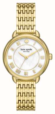 Kate Spade Women's Lily Avenue (34mm) White Mother-of-Pearl Dial / Gold-Tone Stainless Steel Bracelet KSW1823