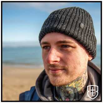 Elliot Brown CHARCOAL MARL RIBBED KNIT (Removable Bobble) EB BEANIE - 001