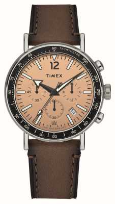 Timex Waterbury Standard Chronograph (43mm) Salmon Dial / Brown Leather Strap TW2W47300