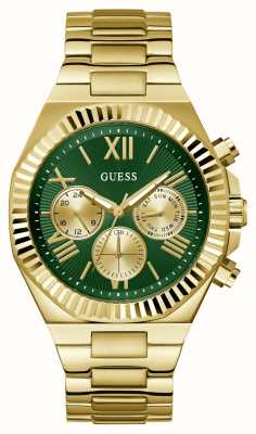 Guess Men's Equity (44mm) Green Dial / Gold-Tone Stainless Steel Bracelet GW0703G2