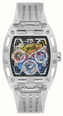 Guess Men's Phoenix (41.5mm) Rainbow Dial / Clear Silicone Strap GW0499G3