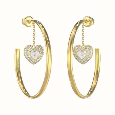 Guess AMAMI Mother-of-Pearl and Crystal Gold-Tone Stainless Steel 50mm Earrings UBE04018YGWH