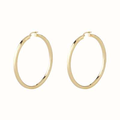 Guess HOOPS I DID IT AGAIN 60mm Squared Superlight Gold-Tone Stainless Steel Hoop Earrings UBE04198YG