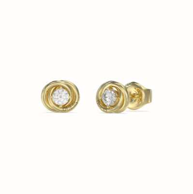 Guess PERFECT Crystal-Set Links 8mm Gold-Tone Stainless Steel Stud Earrings UBE04065YG