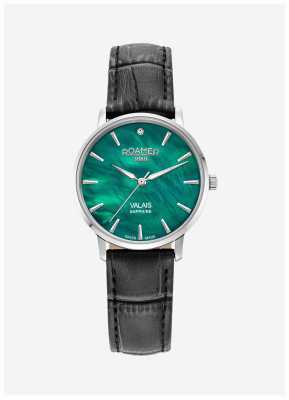 Roamer Women's Valais (32mm) Green Mother-of-Pearl Dial / Black Leather and Steel Mesh Strap Set 989847 41 70 05