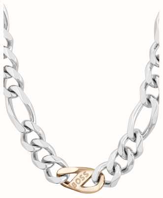 BOSS Jewellery Men's Rian Two-Tone Stainless Steel Figaro Chain Necklace 1580586