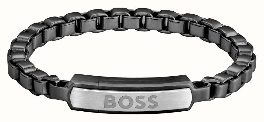 BOSS Jewellery Men's Devon Black Stainless Steel Bar Detail Bracelet 1580598M