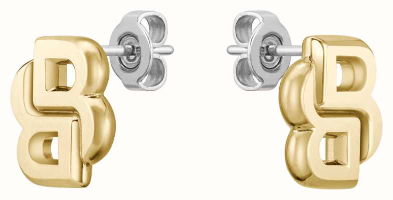 BOSS Jewellery Women's Ycon Double B Gold-Tone Stainless Steel Stud Earrings 1580562