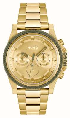 HUGO Men's #BRAVE (46mm) Gold Dial / Gold-Tone Stainless Steel Bracelet 1530349