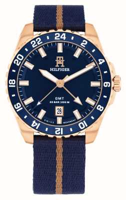 Tommy Hilfiger Men's TH85 GMT (42mm) Blue Dial / Blue Tide Ocean Fabric Strap 1792130