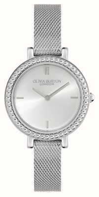 Olivia Burton Vintage Bead (30mm) Silver Dial / Stainless Steel Mesh Bracelet 24000160