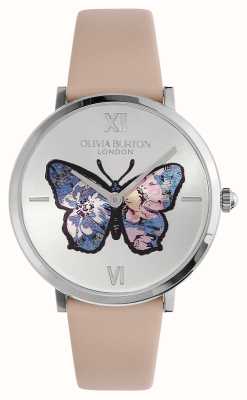 Olivia Burton Signature Butterfly (35mm) Silver Butterfly Dial / Pink Leather Strap 24000145