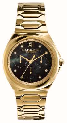 Olivia Burton Women's Lustre (36mm) Black Mother-of-Pearl Dial / Gold-Tone Stainless Steel Bracelet 24000150