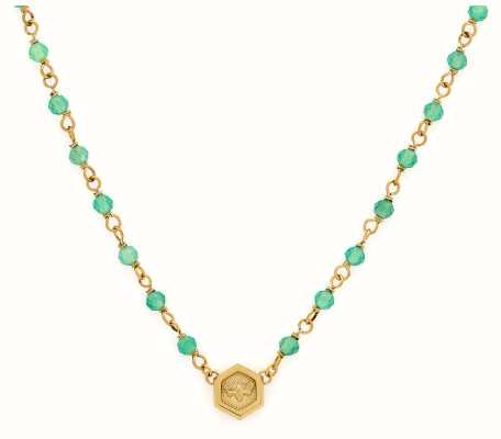 Olivia Burton Trend Edition Minima Bee Green and Gold Plated Beaded Charm Necklace 24100172