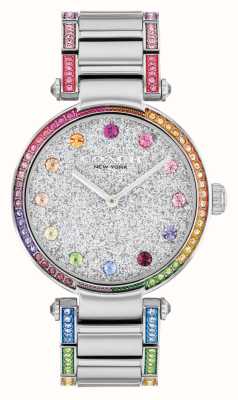 Coach Women's Cary (34mm) Silver Glitter Dial / Rainbow Crystal Stainless Steel Bracelet 14504270