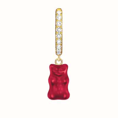Thomas Sabo x HARIBO Red Goldbear White Zirconia Gold-Plated Sterling Silver Hoop Earring - Single Earring ONLY CR726-414-10