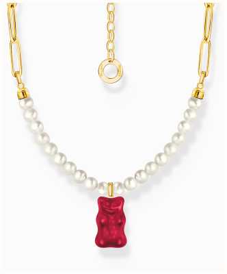 Thomas Sabo x HARIBO Red Goldbear Gold-Plated Sterling Silver Pearl Necklace 45cm KE2207-430-10-L45V