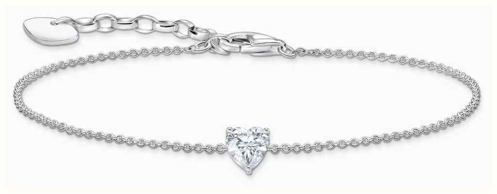 Thomas Sabo White Zirconia Heart-Shaped Crystal Sterling Silver Bracelet 19cm A2157-051-14-L19V