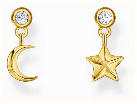 Thomas Sabo Star and Moon Charm Gold-Plated Sterling Silver Stud Earrings H2293-414-14