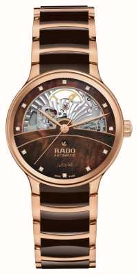 RADO Centrix Automatic Diamonds Open Heart (35mm) Brown Mother-of-Pearl Dial / Rose-Gold & Brown Bracelet R30029902