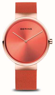 Bering Classic (39mm) Orange Dial / Orange Steel Mesh Bracelet 14539-565