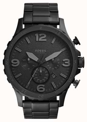 Fossil Men's Nate | Black Chronograph Dial | Black Stainless Steel Bracelet JR1401