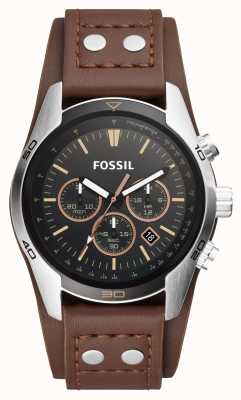 Fossil Men's | Black Chronograph Dial | Brown Leather Cuff Strap CH2891