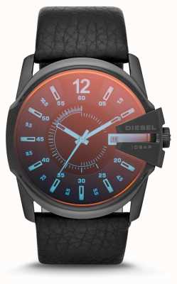 Diesel Men's Iridescent Crystal Black Leather Strap Watch DZ1657