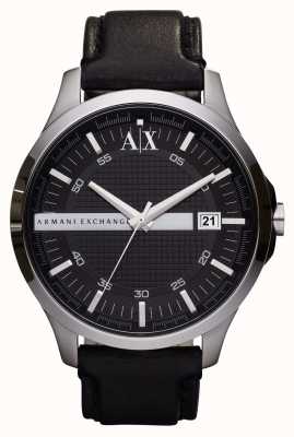 Armani Exchange Men's | Black Dial | Black Leather Strap Watch AX2101