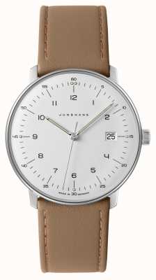 Junghans Men's Max Bill White Dial Beige Leather Watch 041/4562.04