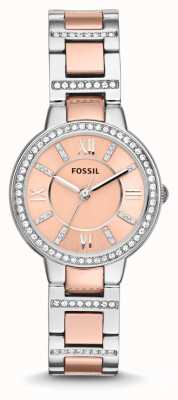 Fossil Women's Virginia | Pink Dial | Crystal Set | Stainless Steel Bracelet ES3405